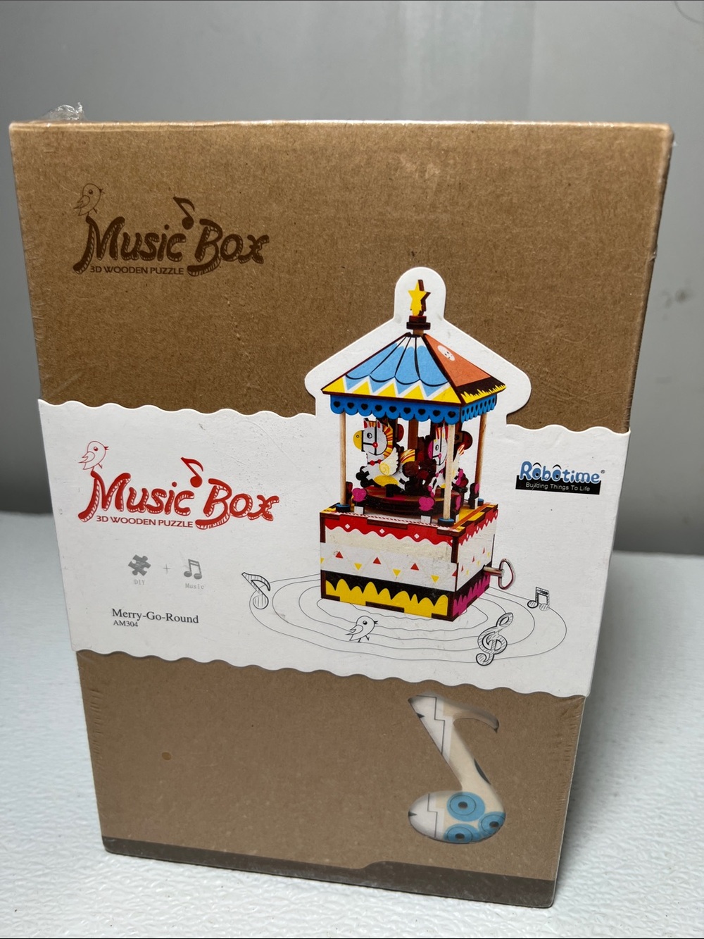 Robotime 3D Music Box Kids Wooden Puzzle Merry-Go-Round - Sealed NEW